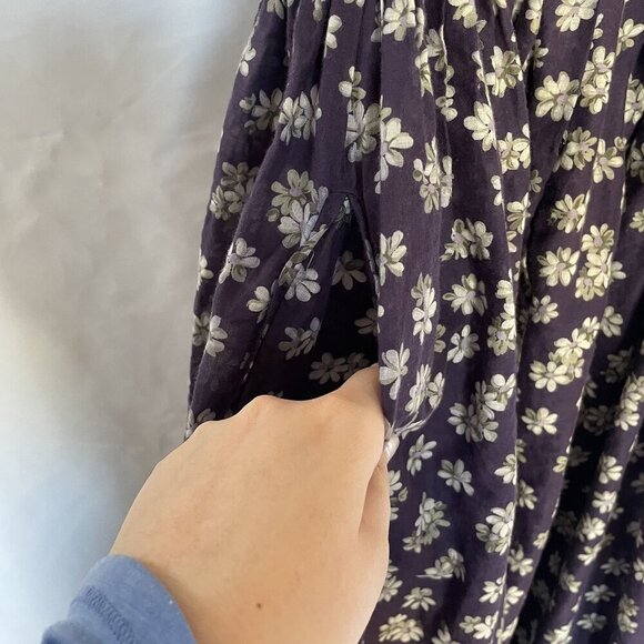 Albert Nipon Floral Print Ruffle Sleeve Button Front Dress Size 6 Purple Tan - Picture 5 of 10